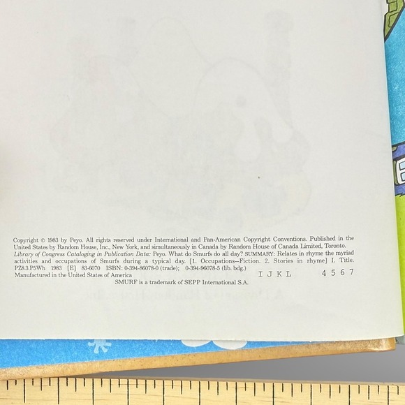 Beginner Books What Do Smurfs Do All Day 1983 Peyo Random House Hardcover - Picture 7 of 8